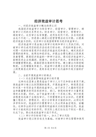 2024年经济效益审计思考