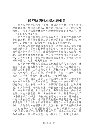 2024年经济协调科述职述廉报告