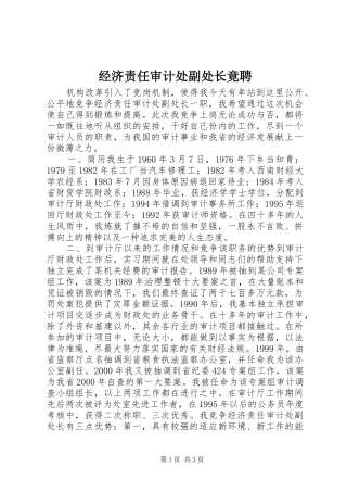 2024年经济责任审计处副处长竟聘