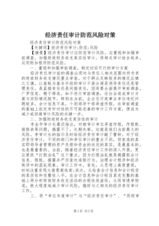2024年经济责任审计防范风险对策