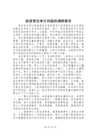 2024年经济责任审计风险的调研报告