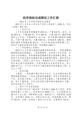 2024年经济指标完成情况工作汇报