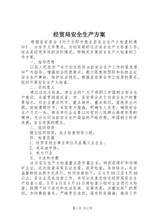 2024年经贸局安全生产方案
