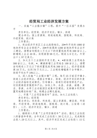 2024年经贸局工业经济发展方案