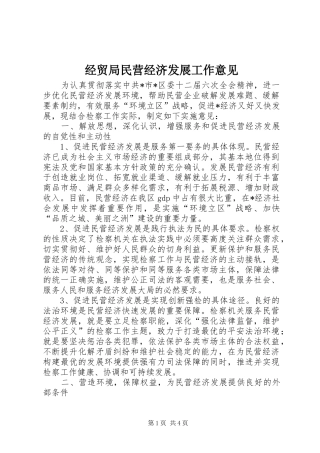 2024年经贸局民营经济发展工作意见