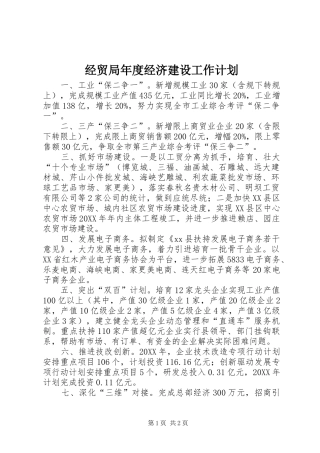 2024年经贸局年度经济建设工作计划