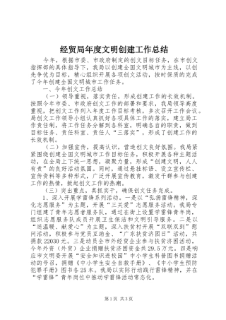 2024年经贸局年度文明创建工作总结