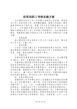 2024年经贸局职工考核实施方案