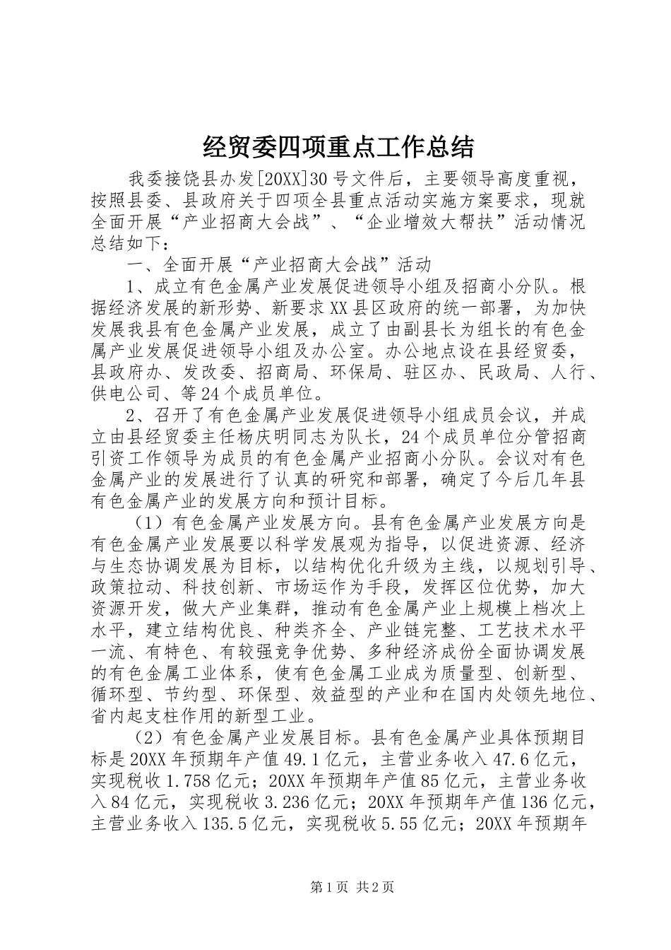 2024年经贸委四项重点工作总结_第1页