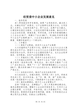 2024年经贸委中小企业发展意见
