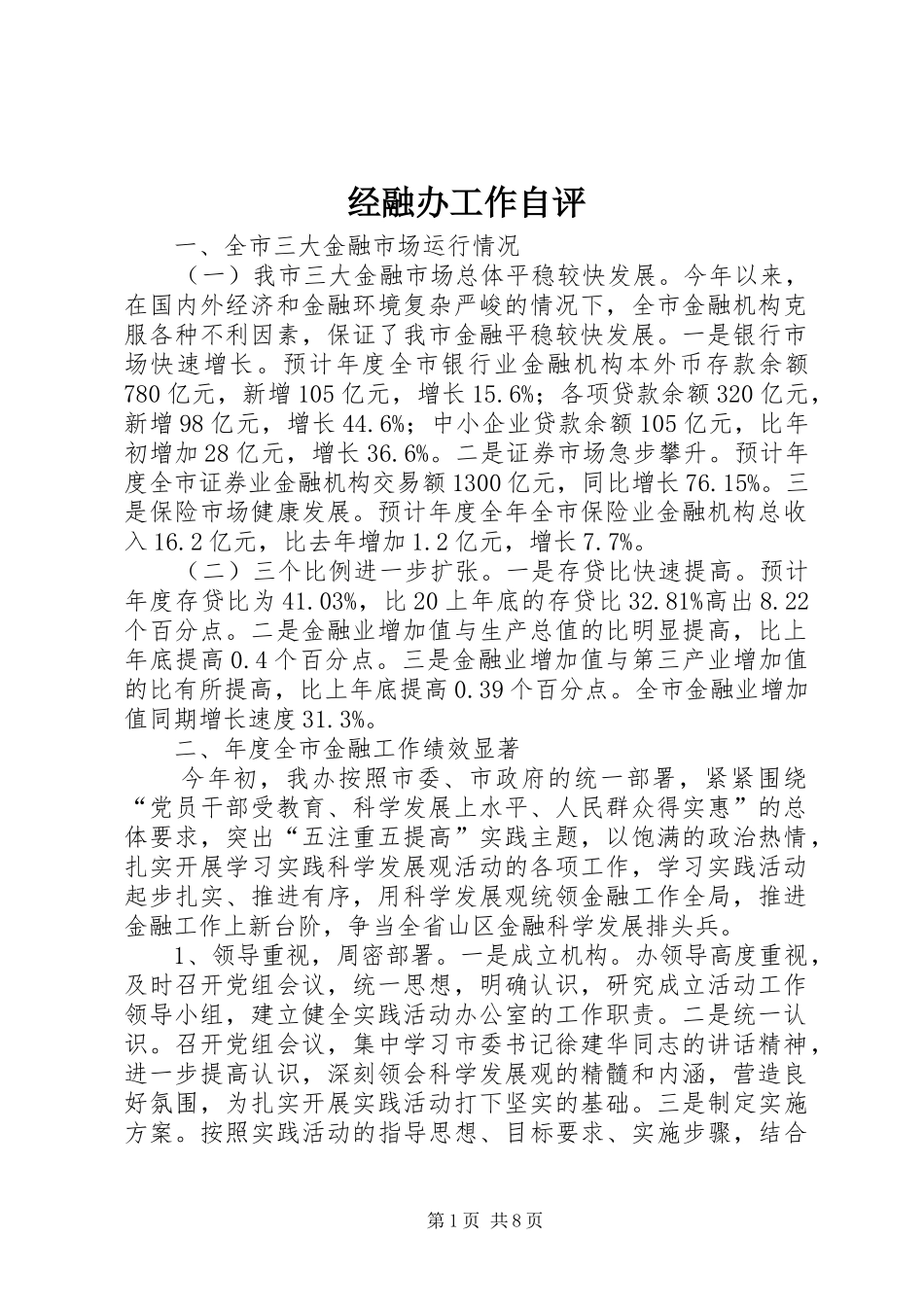 2024年经融办工作自评_第1页