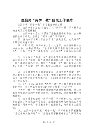 2024年经信局两学一做阶段工作总结