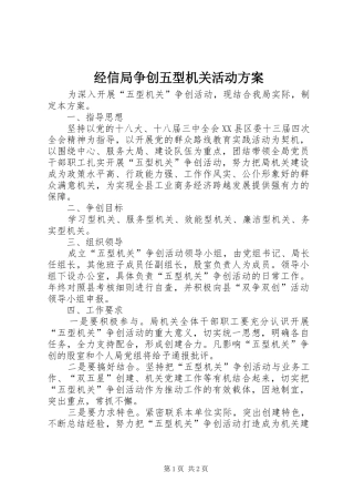 2024年经信局争创五型机关活动方案