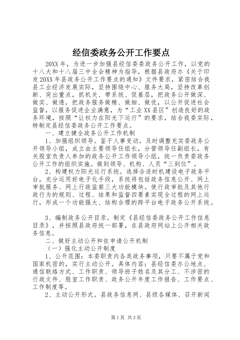 2024年经信委政务公开工作要点_第1页