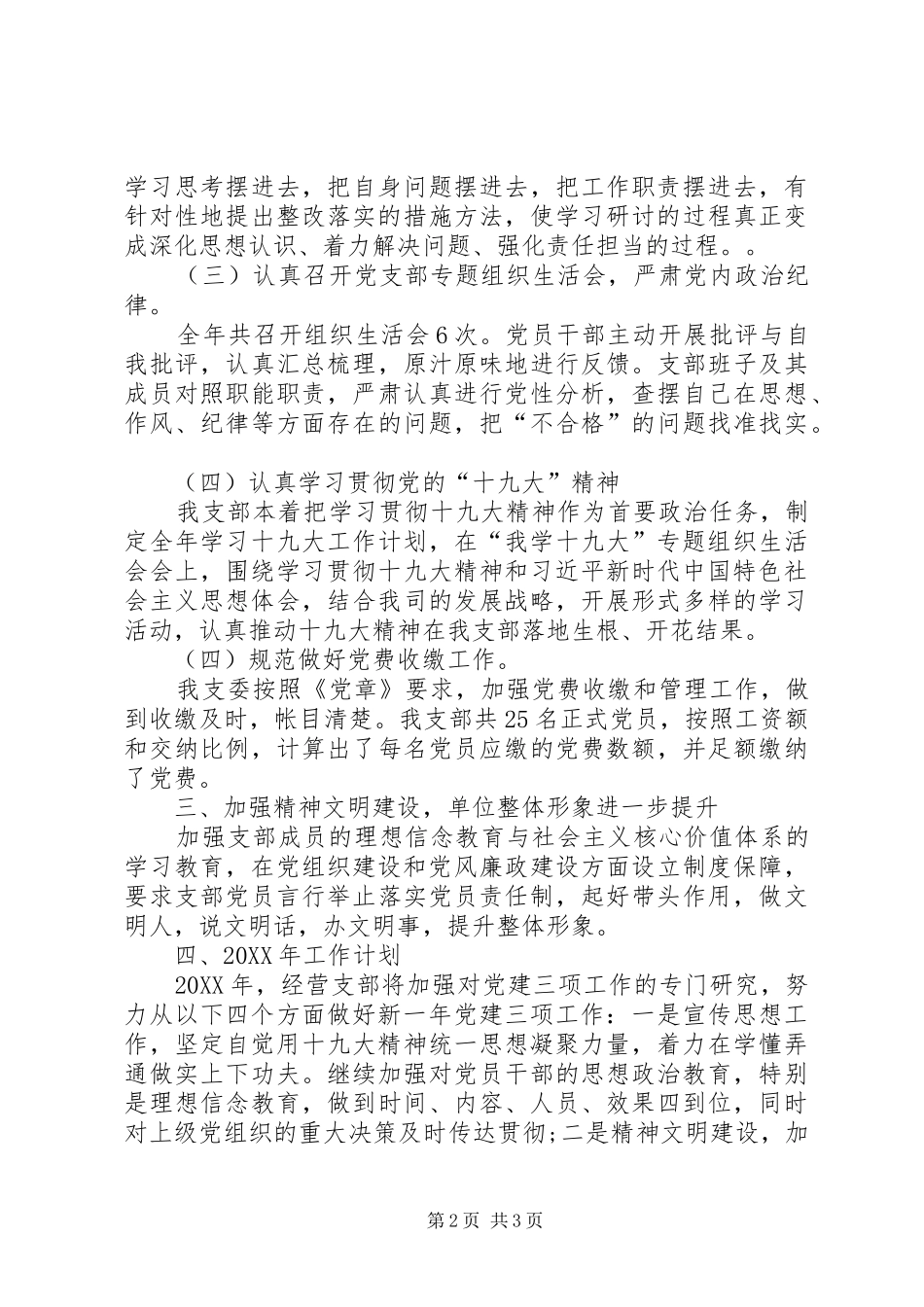 2024年经营党支部工作总结暨工作计划_第2页