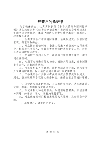2024年经营户的承诺书