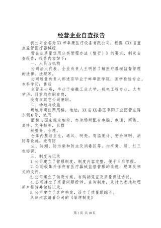 2024年经营企业自查报告