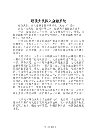 2024年经侦大队深入金融系统