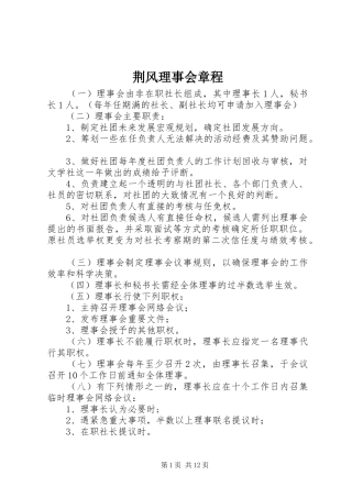 2024年荆风理事会章程