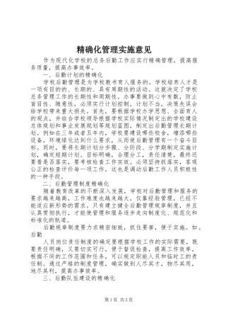 2024年精确化管理实施意见