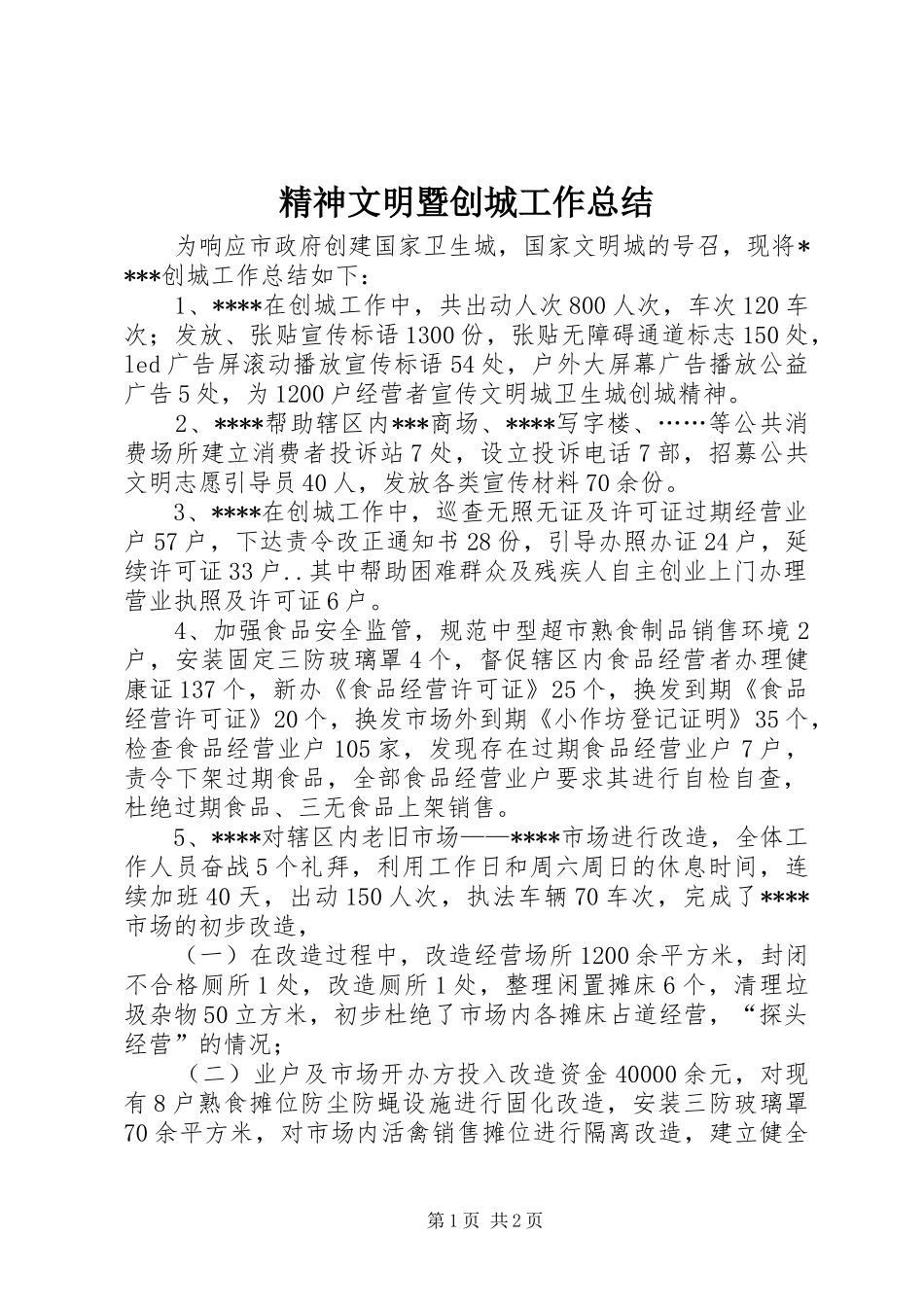 2024年精神文明暨创城工作总结_第1页