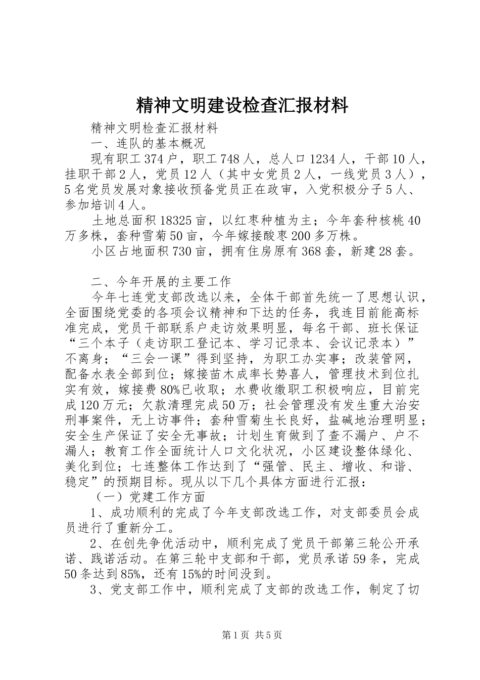 2024年精神文明建设检查汇报材料_第1页