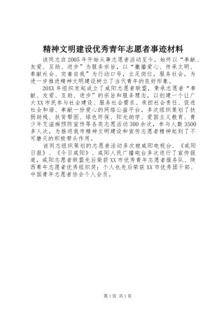 2024年精神文明建设优秀青年志愿者事迹材料
