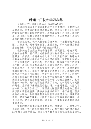 2024年精通一门技艺学习心得