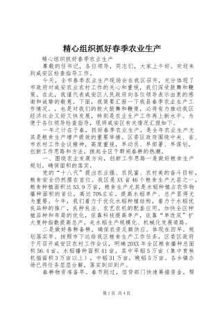 2024年精心组织抓好春季农业生产