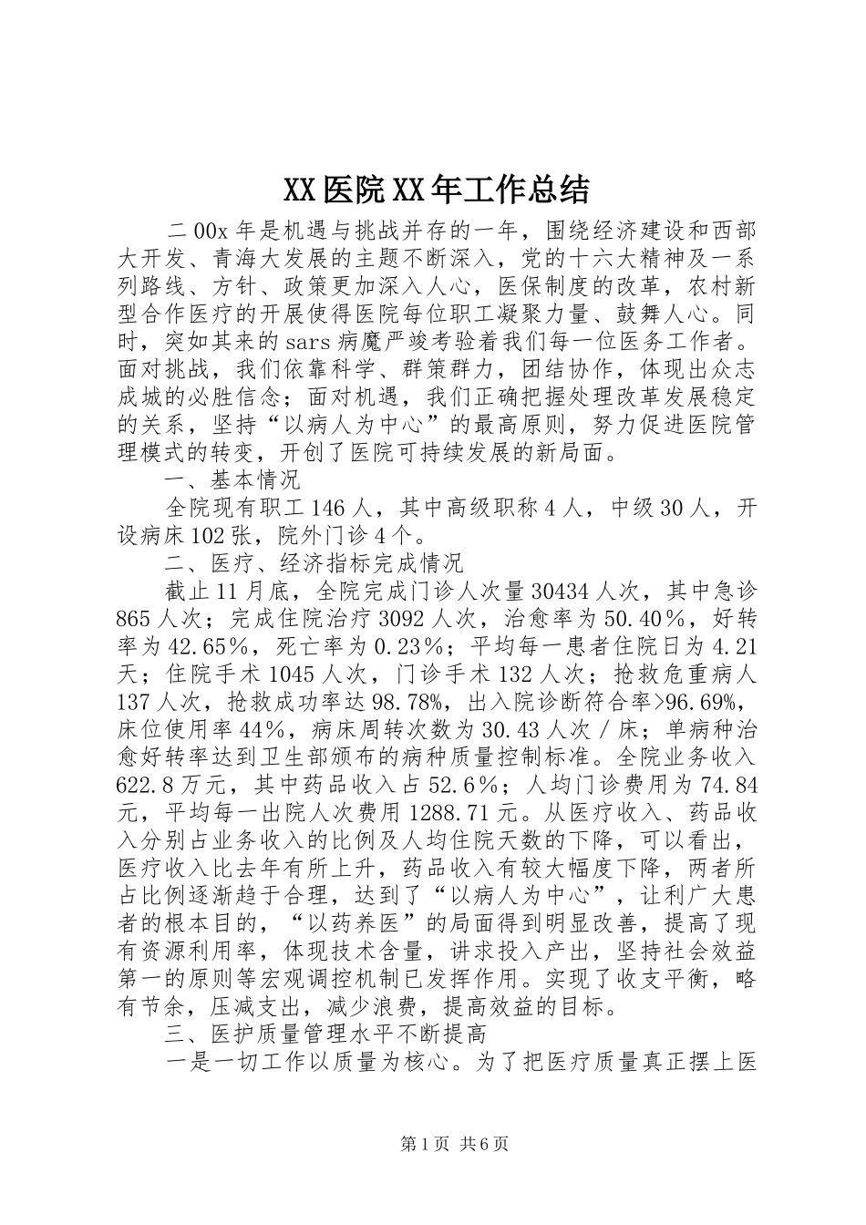 2024年医院工作总结_第1页