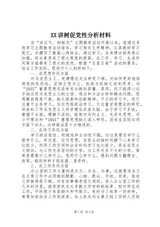2024年讲树促党性分析材料