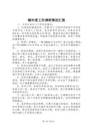 2024年镇年度工作调研情况汇报