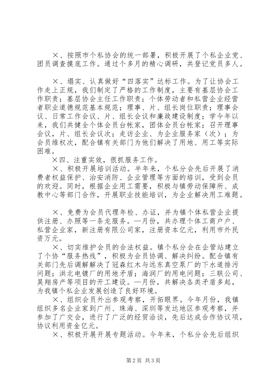 2024年镇年个私分会年度工作汇报_第2页