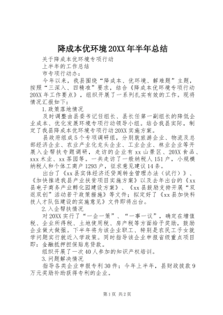 2024年降成本优环境半年总结