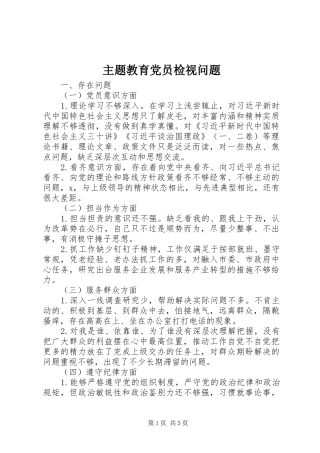 2024年主题教育党员检视问题