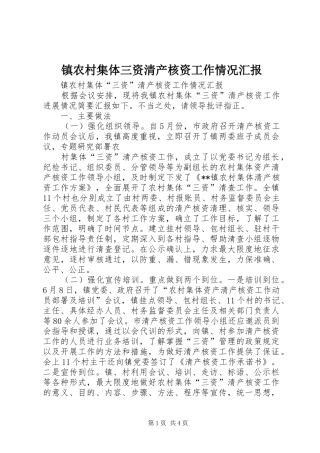 2024年镇农村集体三资清产核资工作情况汇报
