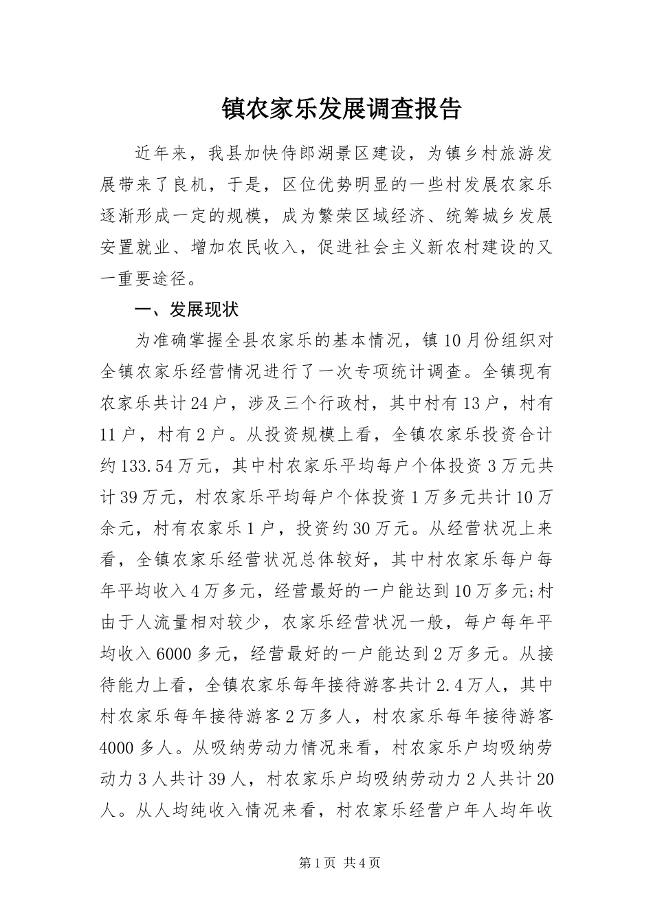 2024年镇农家乐发展调查报告_第1页