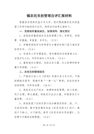 2024年镇农民负担管理自评汇报材料