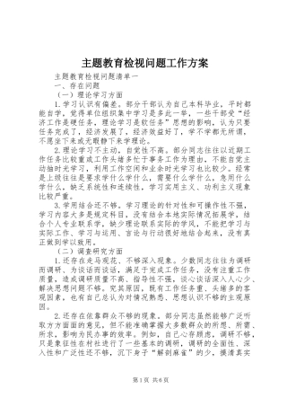 2024年主题教育检视问题工作方案