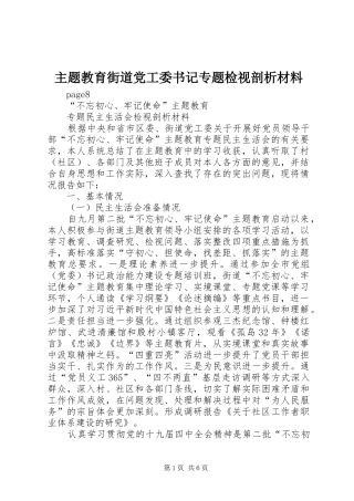 2024年主题教育街道党工委书记专题检视剖析材料