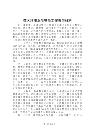 2024年镇区环境卫生整治工作典型材料