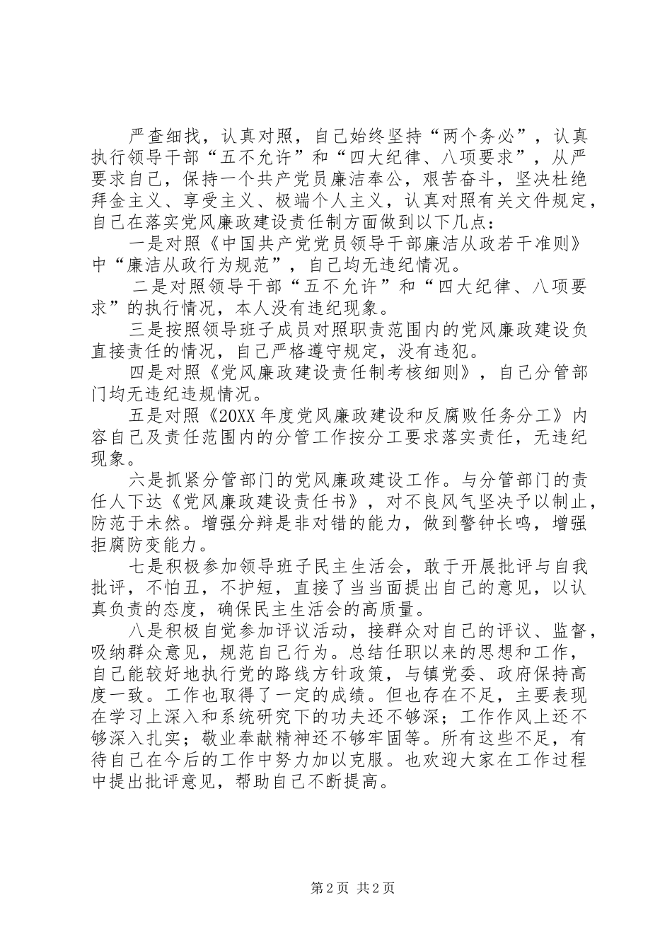 2024年镇人大副主席述廉报告_第2页