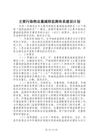 2024年主要污染物总量减排监测体系建设计划