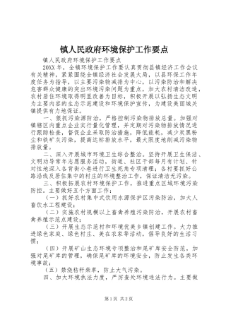 2024年镇人民政府环境保护工作要点