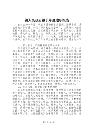 2024年镇人民政府镇长年度述职报告