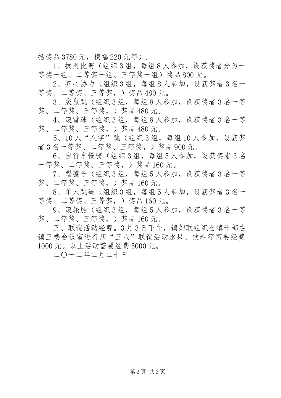 2024年镇三八经费请示_第2页