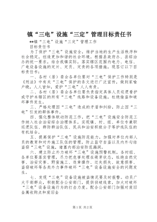 2024年镇三电设施三定管理目标责任书