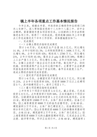 2024年镇上半年各项重点工作基本情况报告