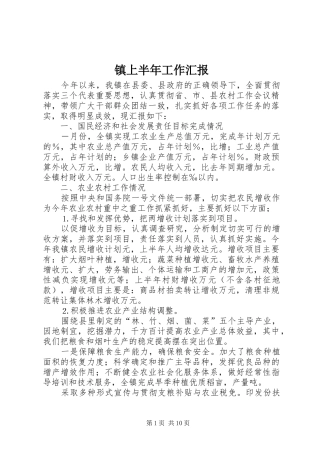 2024年镇上半年工作汇报