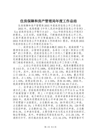 2024年住房保障和房产管理局年度工作总结
